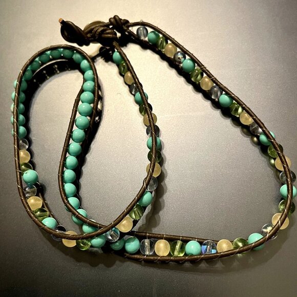 3 for $15 CLEARANCE Turquoise and Glass Beaded Strand Bracelet/Necklace - Picture 3 of 7